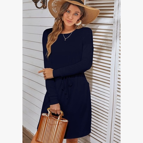 Simier Fariry Long Sleeve Stretch Dress Navy - Picture 4 of 9